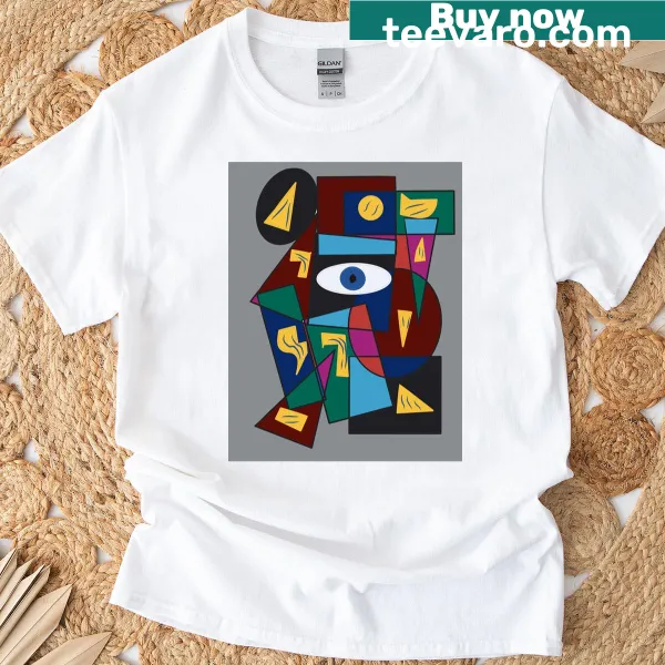 Abstract typography T-shirt featuring fragmented chaos design