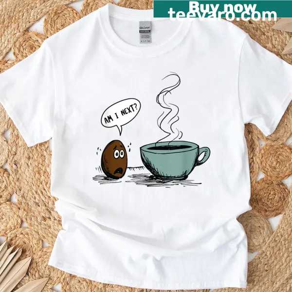 Funny coffee-themed t-shirt with humorous text for coffee lovers