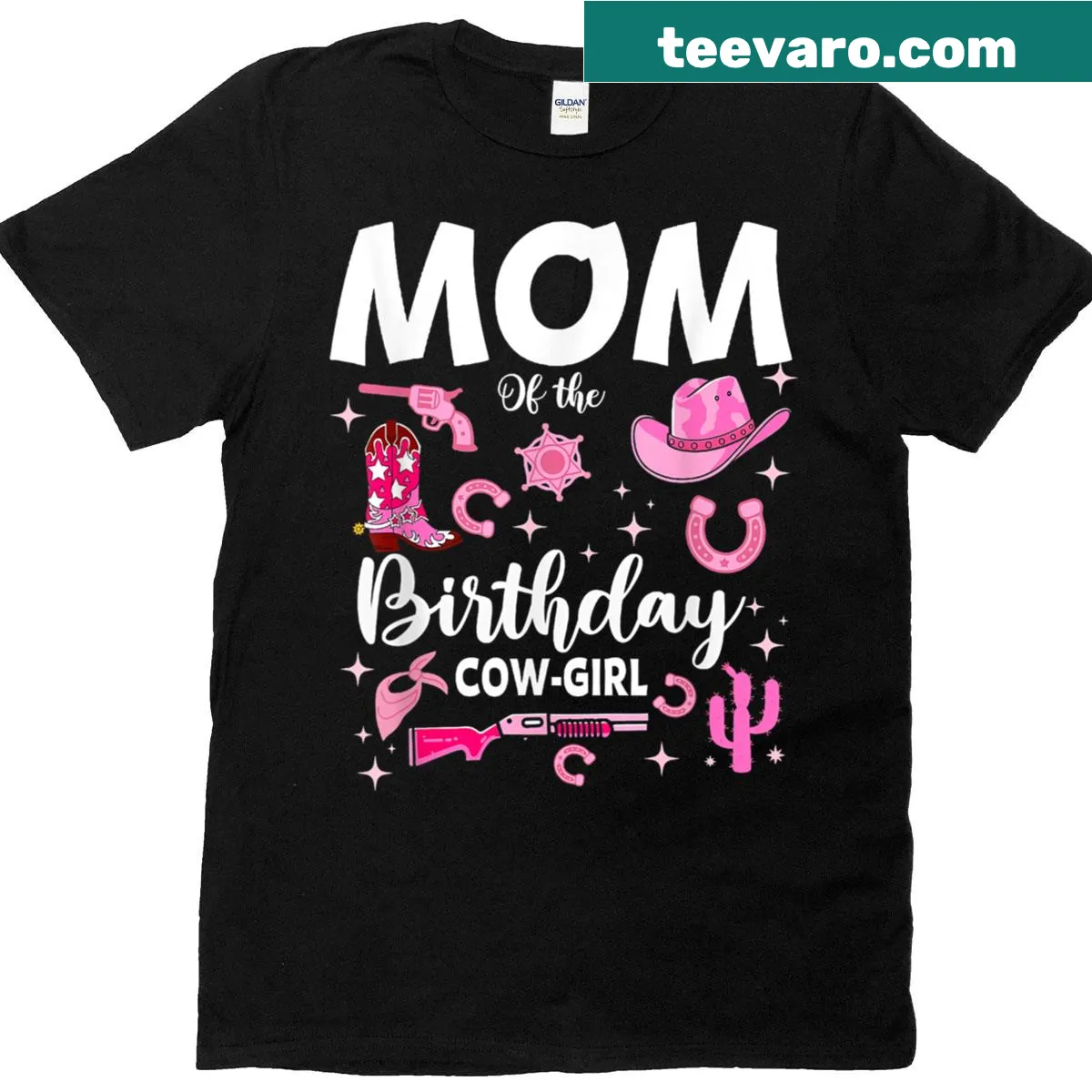 Playful Mom of the Birthday Cow-girl graphic — on a men's t-shirt