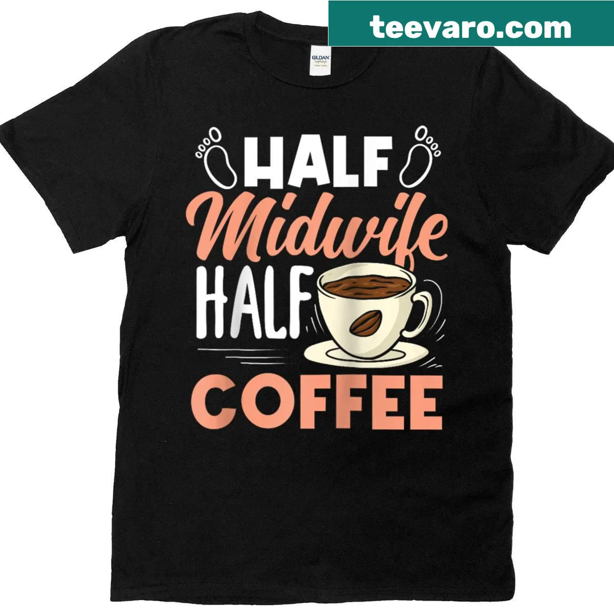 Funny raglan t-shirt for midwives with coffee-themed text — on a men's t-shirt