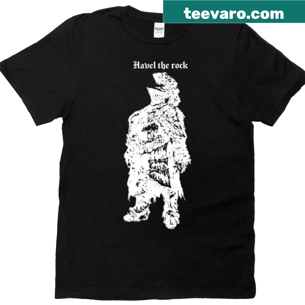 Dark Souls T-shirt featuring Havel The Rock design — on a men's t-shirt