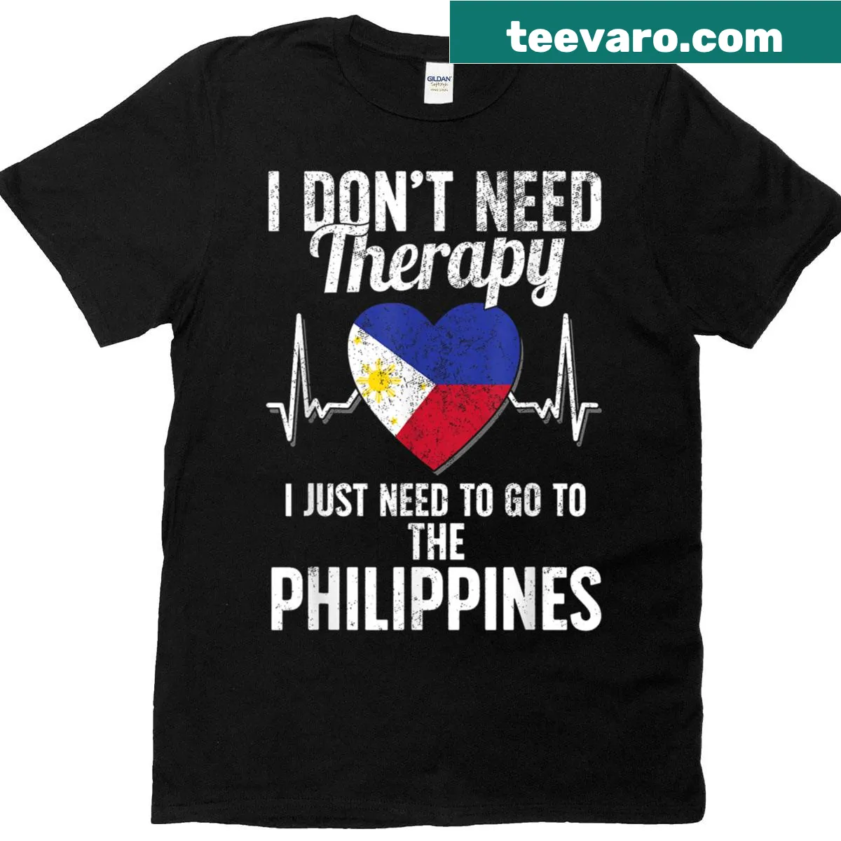 Travel shirt with text 'I Don't Need Therapy, I Just Need To Go To The Philippines' — on a men's t-shirt