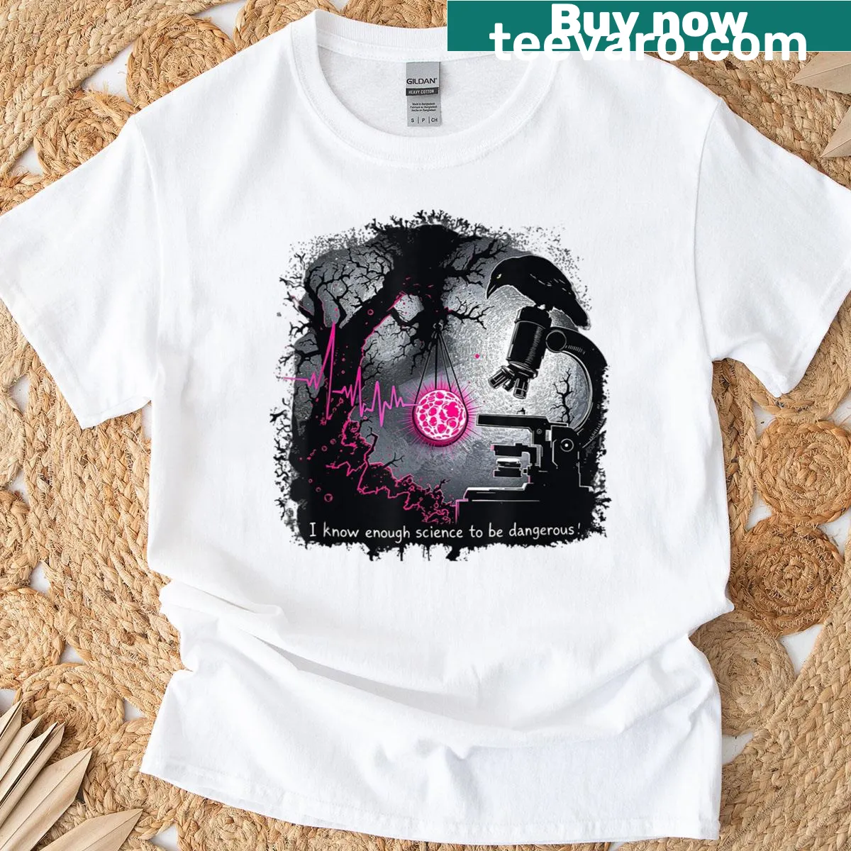 Edgy typography shirt with 'I Know Enough Science To Be Dangerous' design — on a men's t-shirt