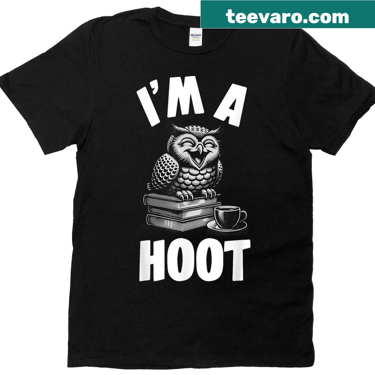 Cute T-shirt with 'I'm A Hoot' and owl graphics for owl lovers — on a men's t-shirt