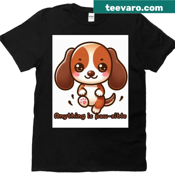 Kawaii-style dachshund graphic on a cute T-shirt.