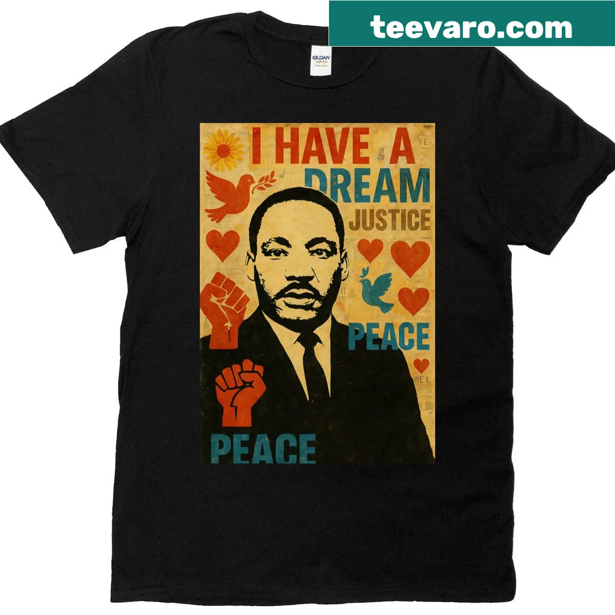Martin Luther King Jr pop art shirt — on a men's t-shirt