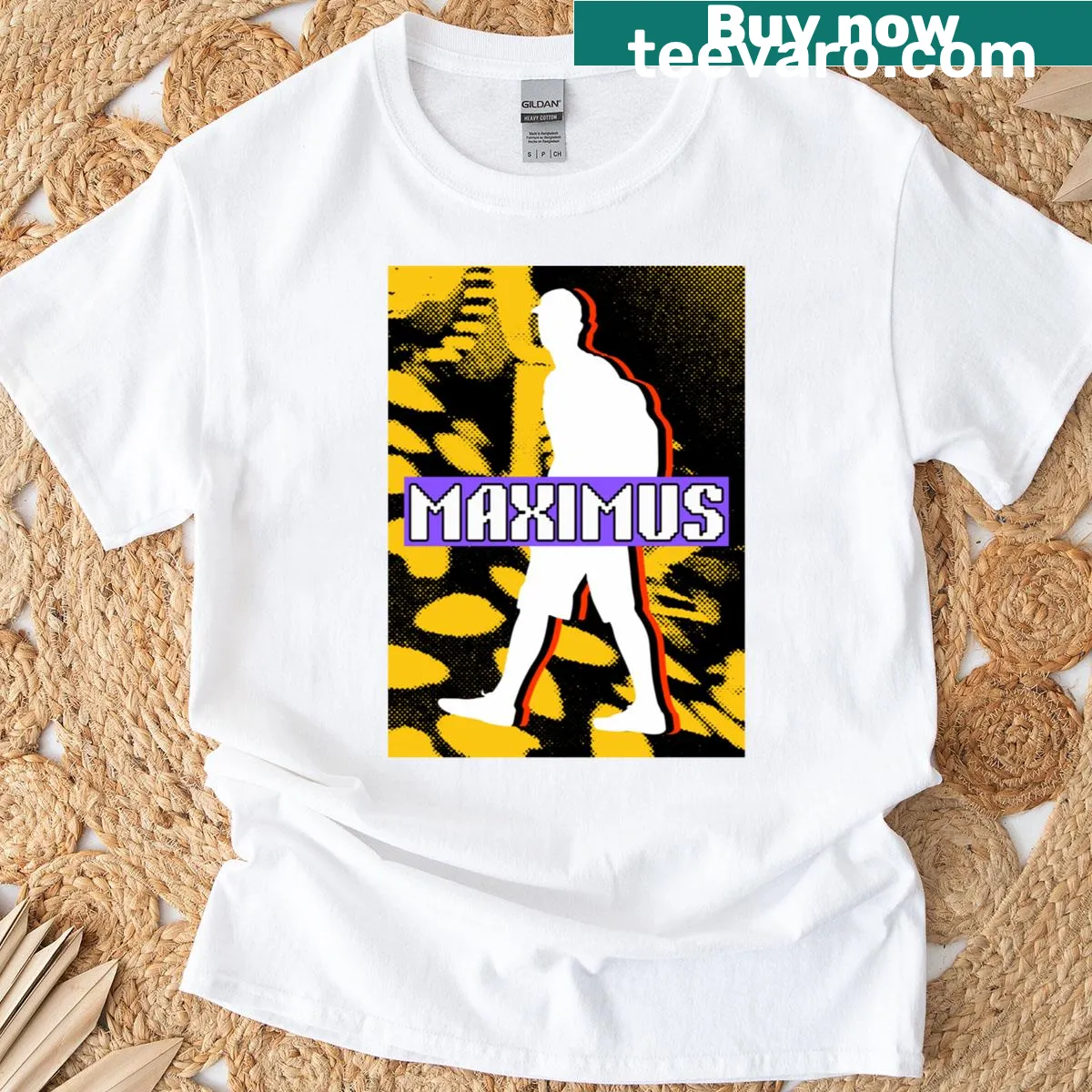 Bold graphic featuring the name Maximus in strong typography — on a men's t-shirt