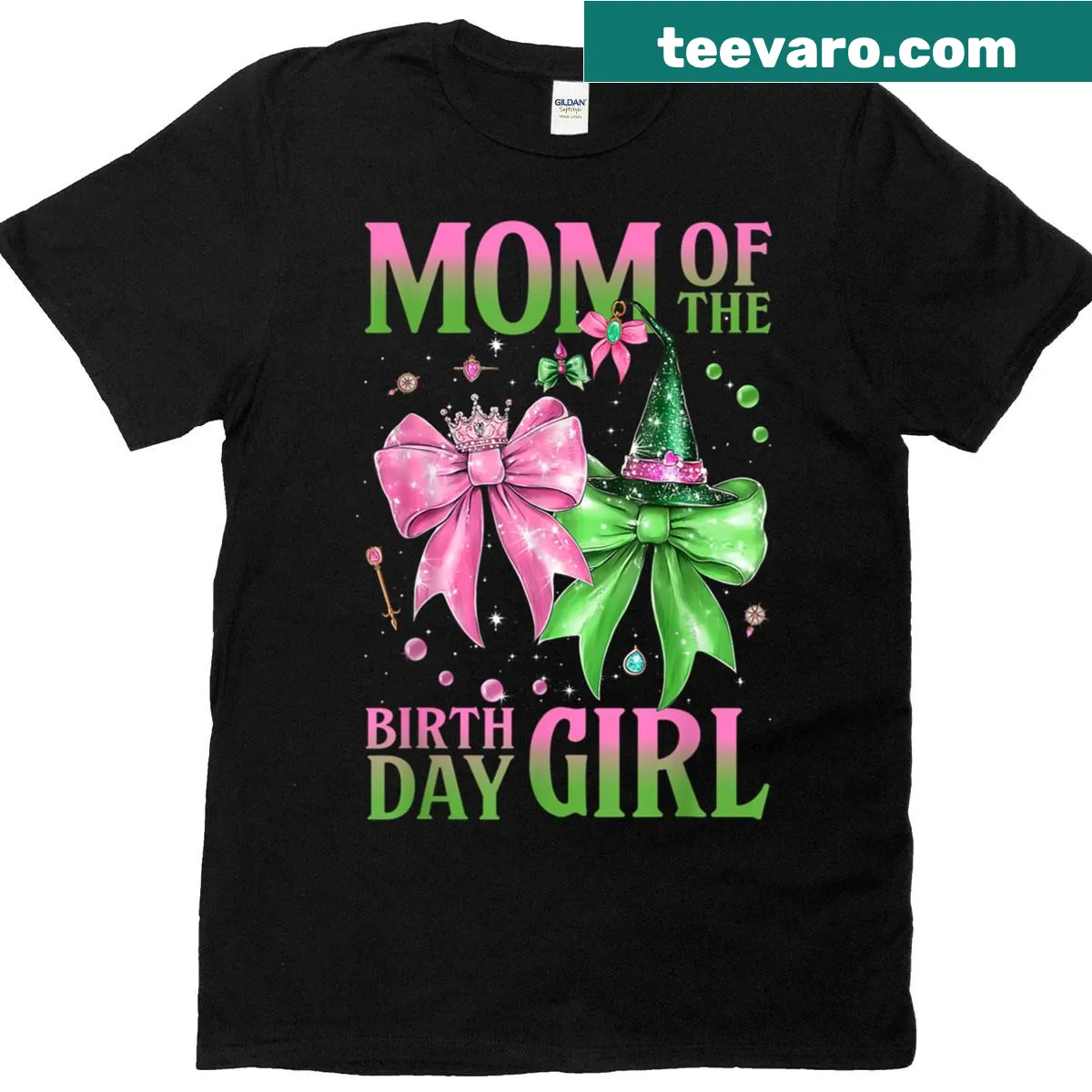 T-shirt for moms featuring 'Mom Of The Birthday Girl' text — on a men's t-shirt