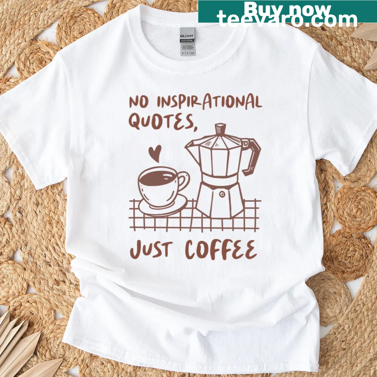 Cute doodle art featuring a moka pot with humorous quote — on a men's t-shirt