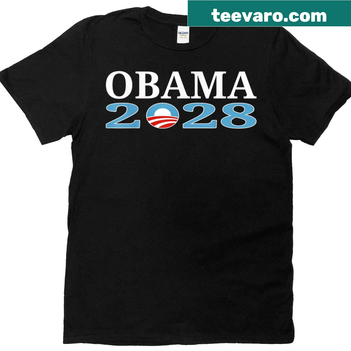 Obama 2028 President graphic T-shirt with bold typography — on a men's t-shirt