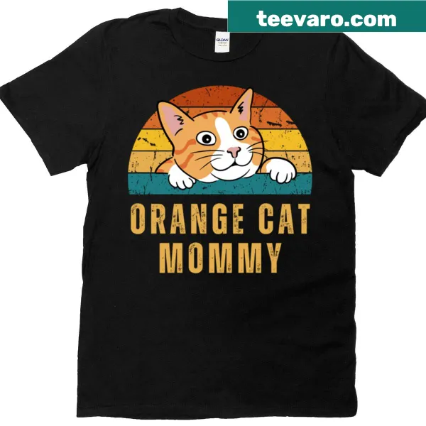 Orange Cat Mommy graphic T-shirt with heartwarming text