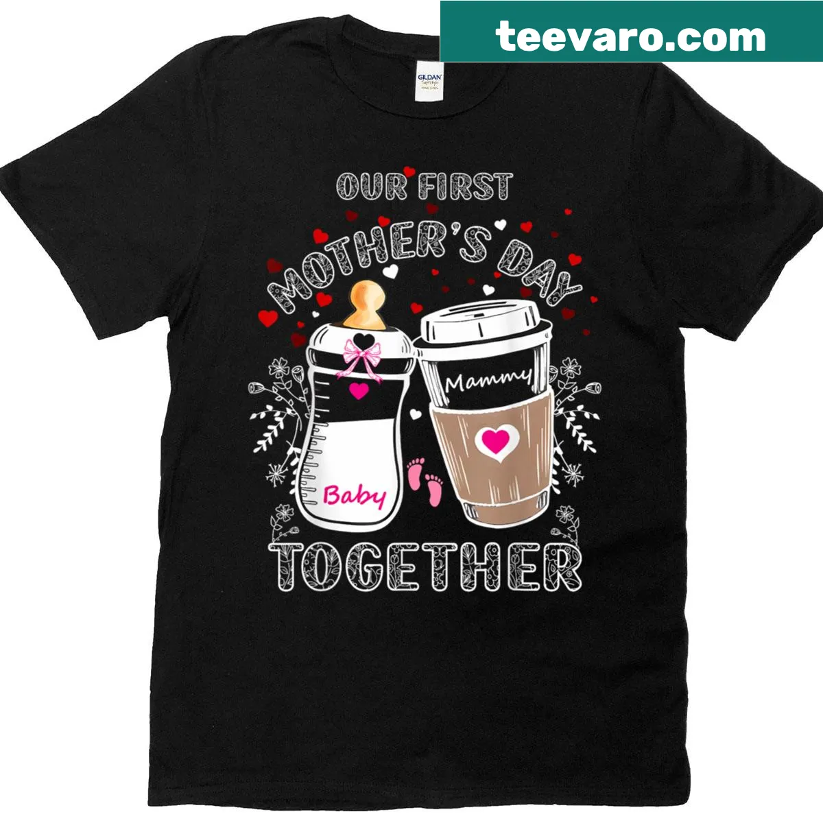 Cute baby and mom graphic T-shirt for Mother's Day — on a men's t-shirt