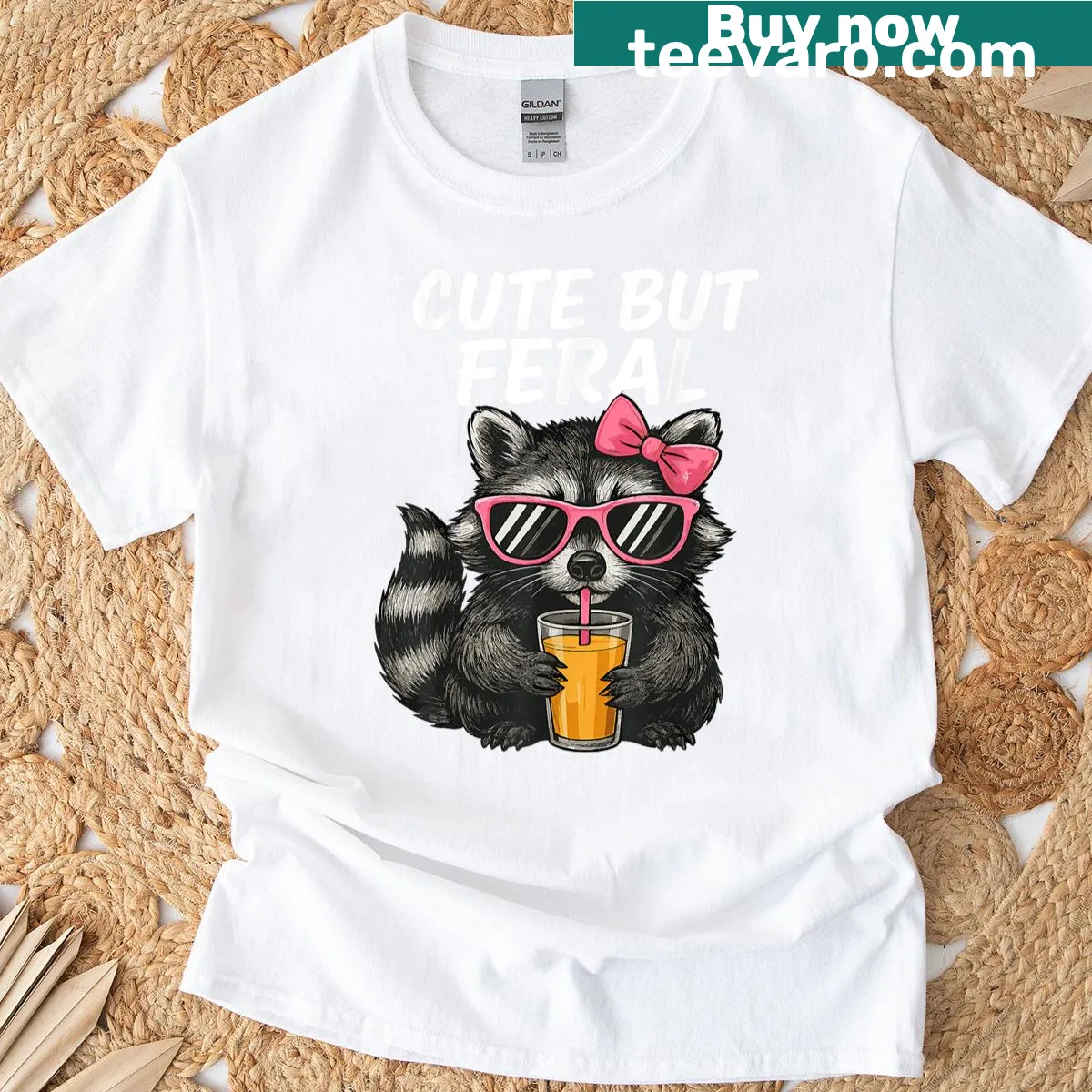 Cute raccoon in sunglasses illustration on a T-shirt — on a men's t-shirt