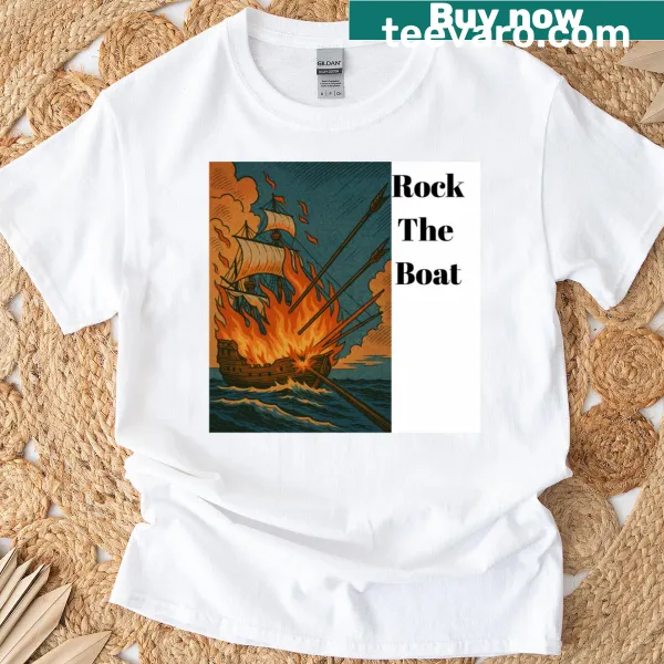 Typographic design saying 'Rock The Boat' on a T-shirt