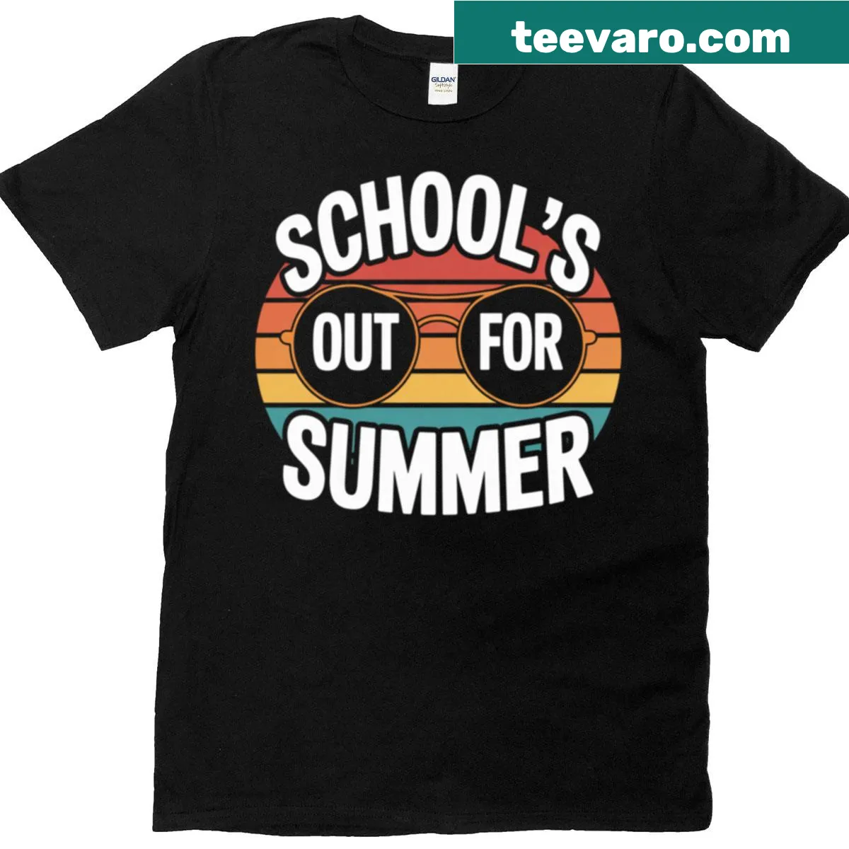 Retro design of sunglasses with a summer phrase on a T-shirt — on a men's t-shirt