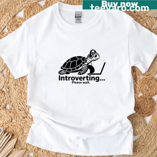 Funny sea turtle graphic with introverting quote