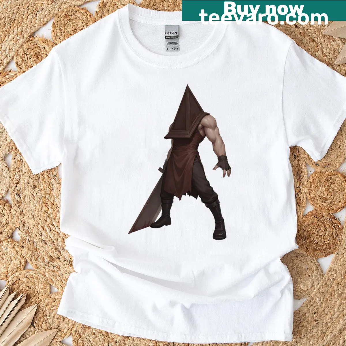 Pyramid Head illustration from Silent Hill on a T-shirt — on a men's t-shirt