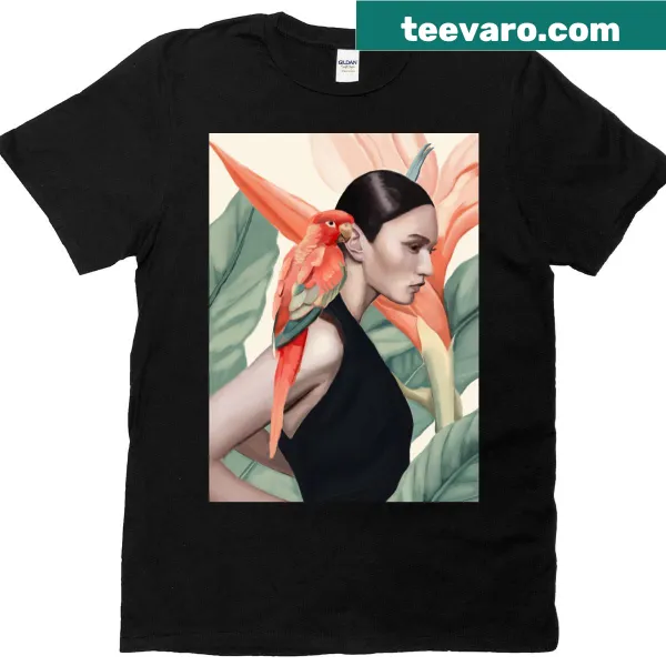 Tropic-themed t-shirt with whimsical musical elements