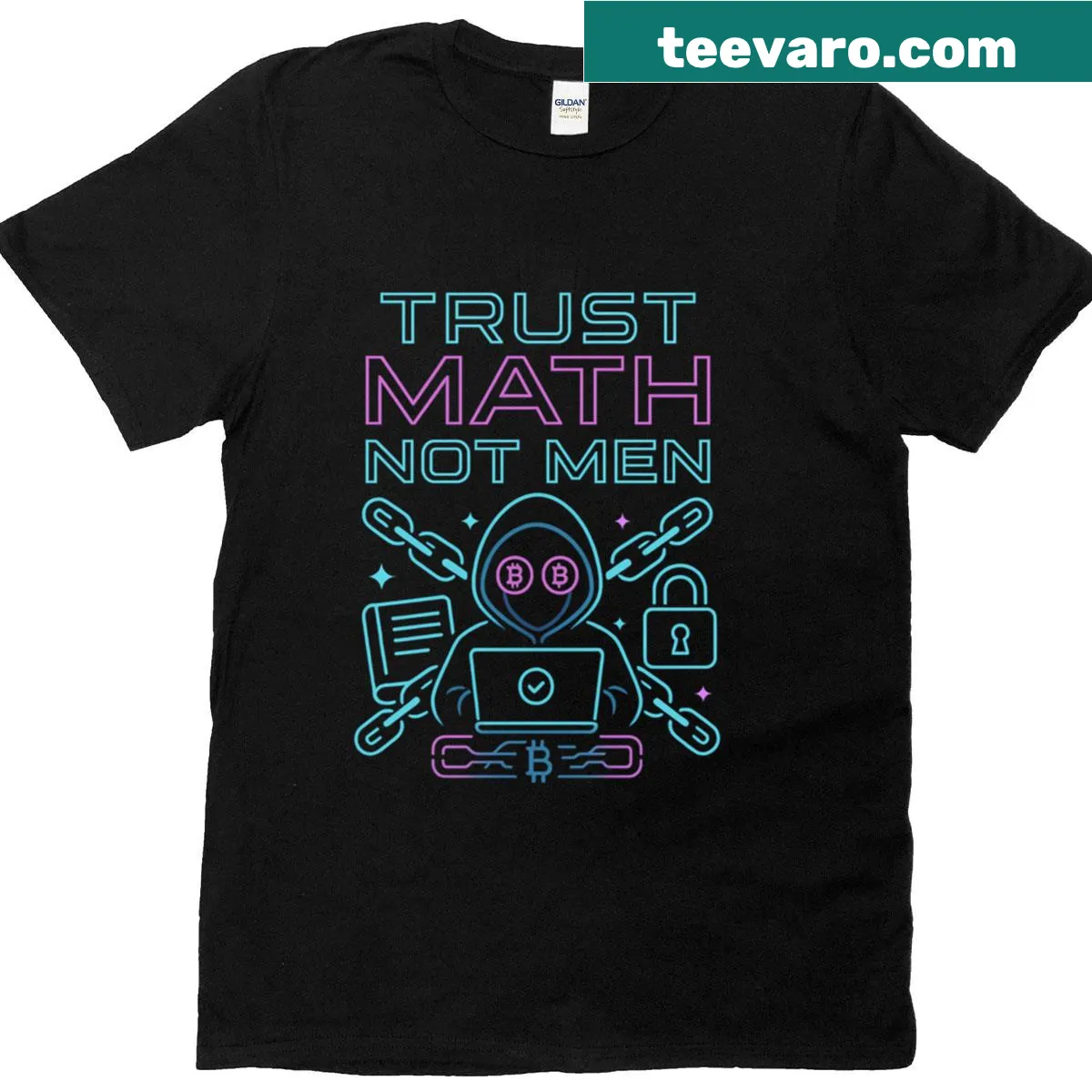 T-shirt with a sarcastic crypto-themed saying — on a men's t-shirt