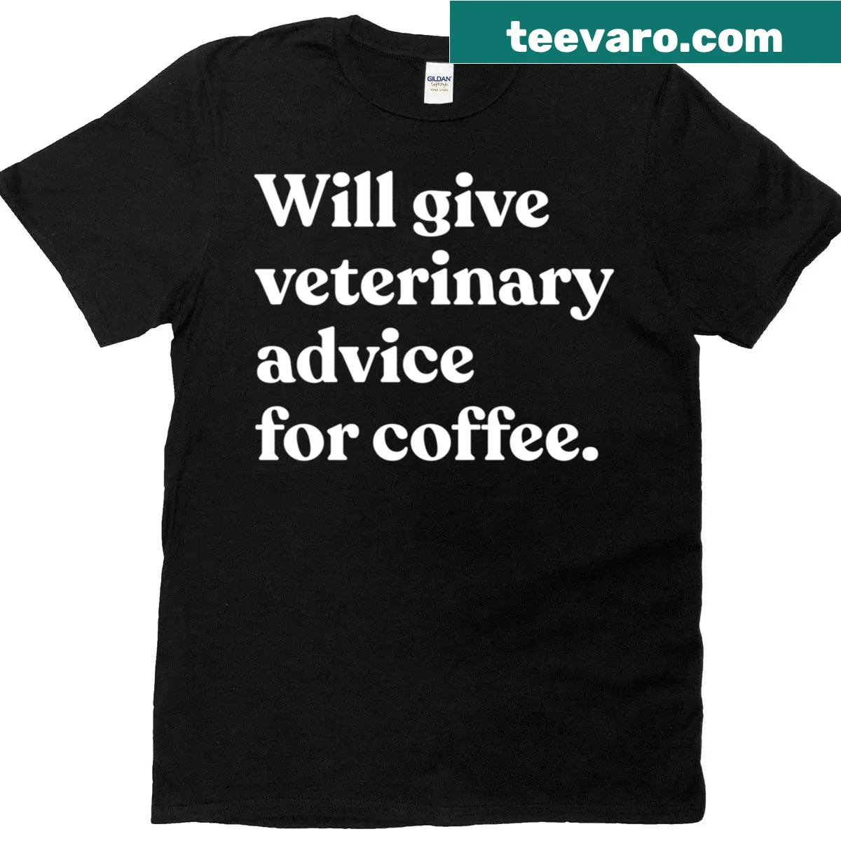 Funny veterinary t-shirt with coffee and advice slogan — on a men's t-shirt