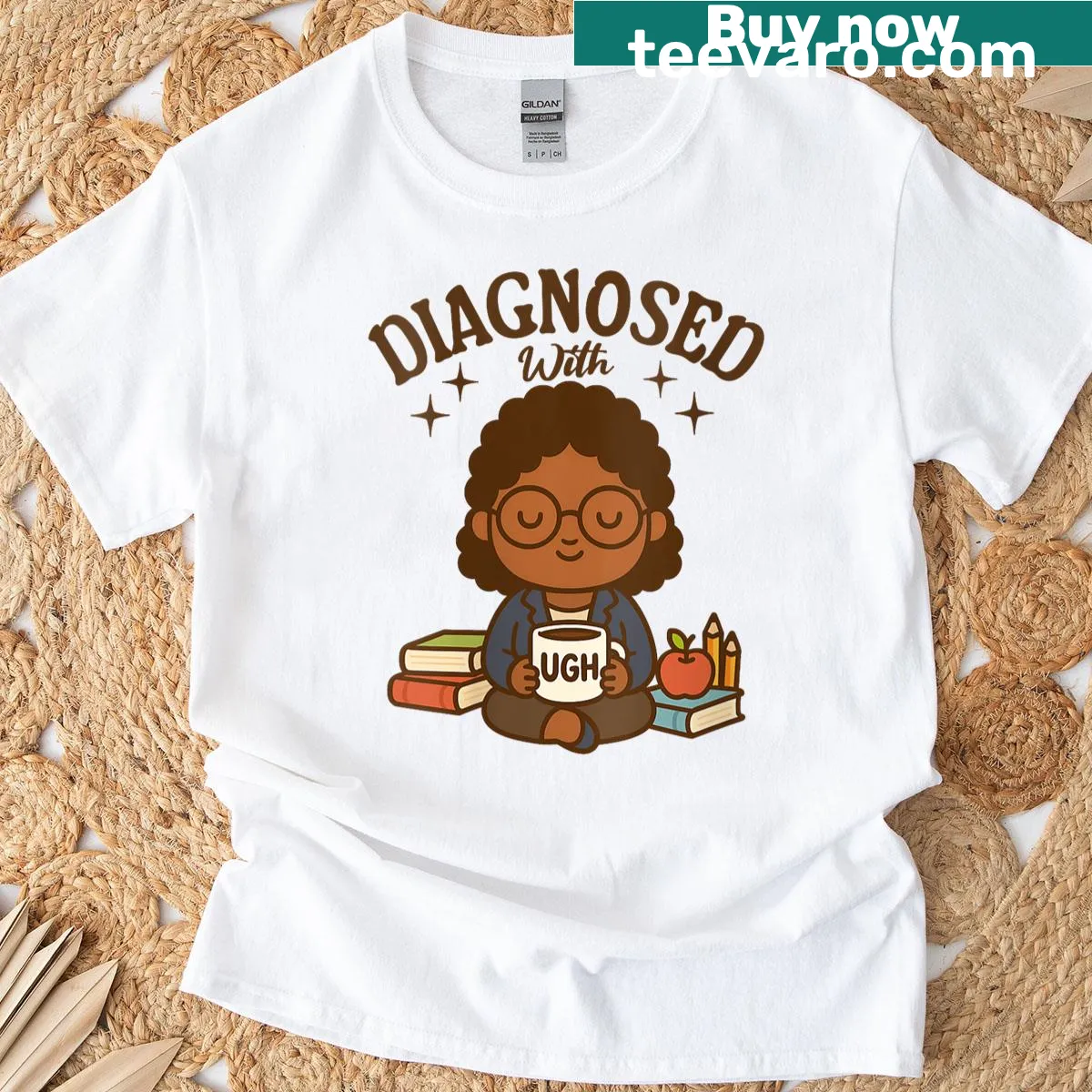 Funny teacher T-shirt with coffee design and mental health theme — on a men's t-shirt