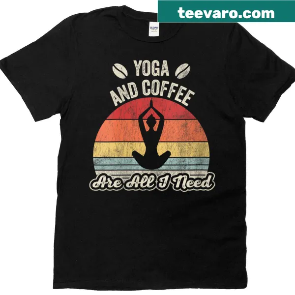 Cute yoga and coffee humor T-shirt for women