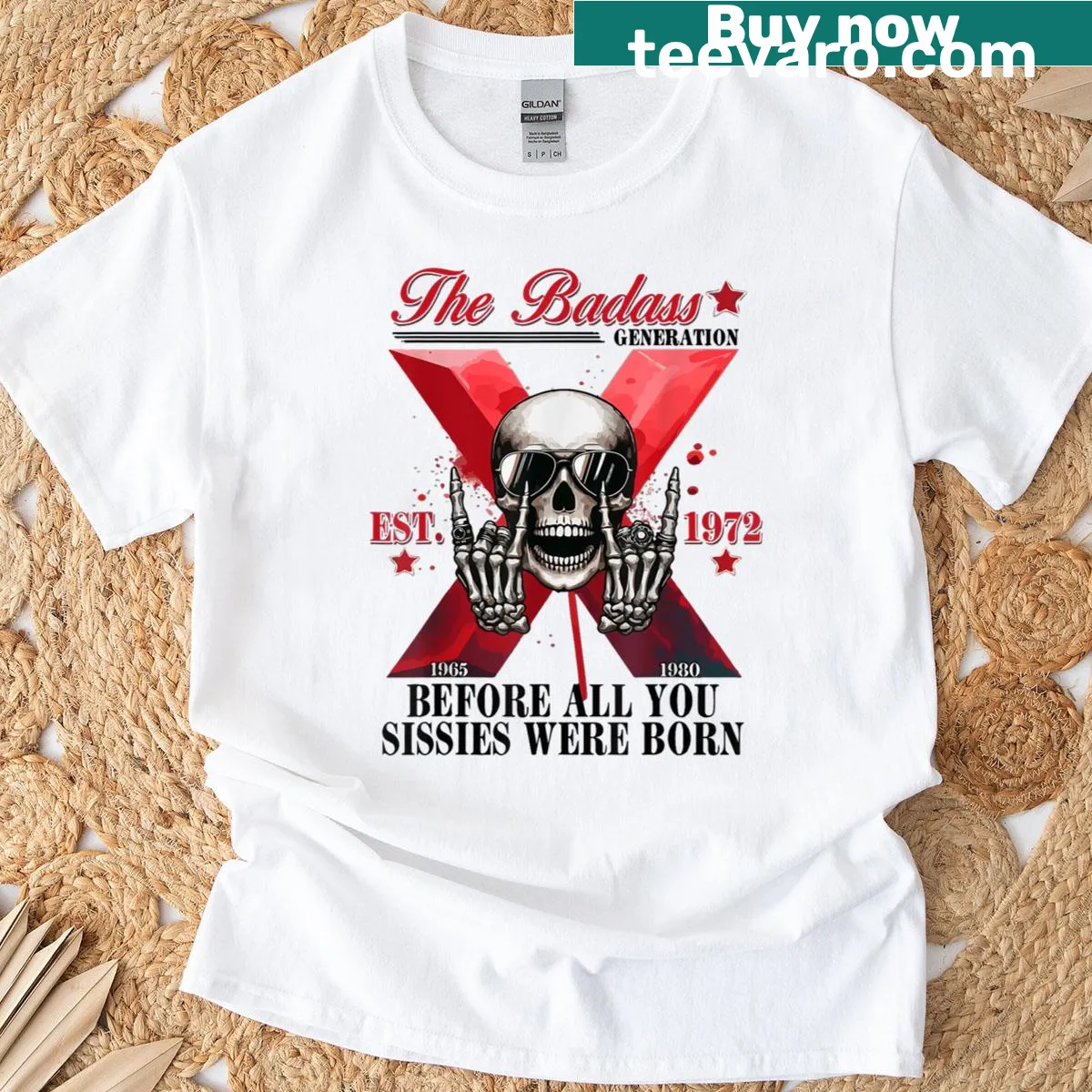 Retro Gen X t-shirt with bold typography — on a men's t-shirt