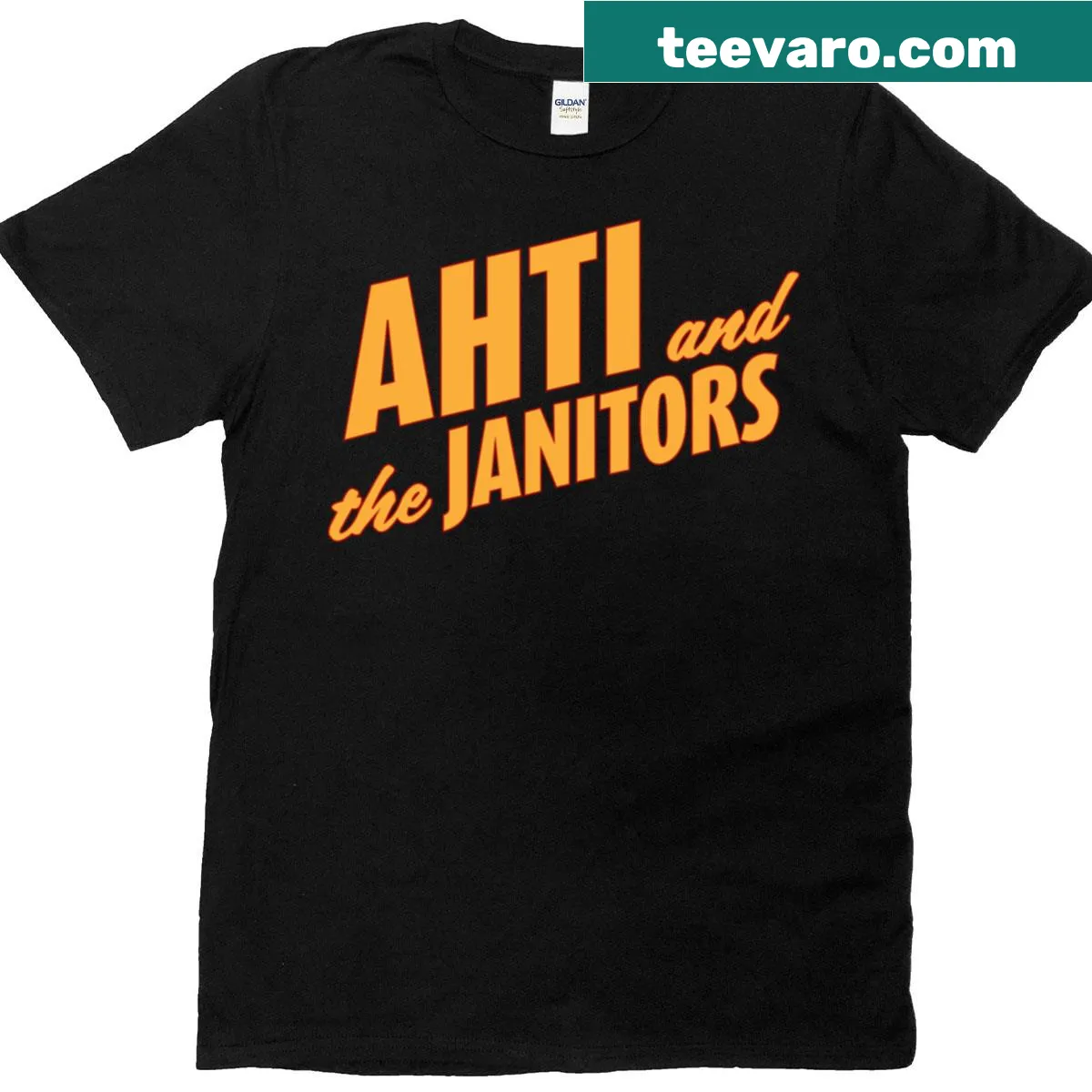 Classic T-shirt featuring the logo of Ahti and The Janitors from Alan Wake 2. — on a men's t-shirt