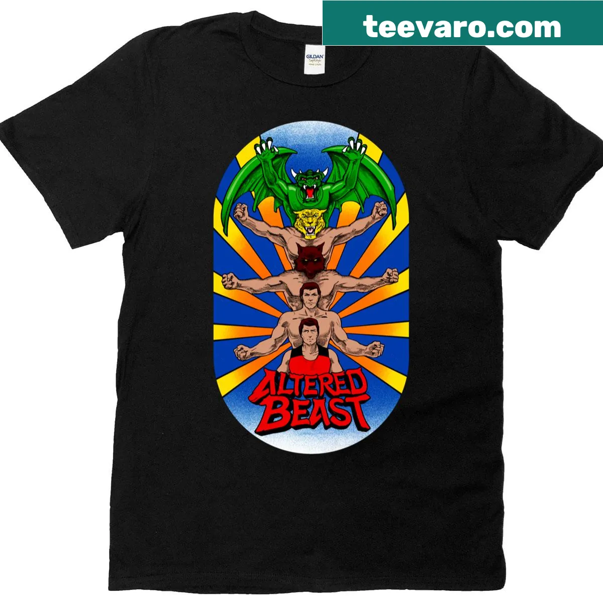 Classic video game T-shirt featuring Altered Beast design — on a men's t-shirt