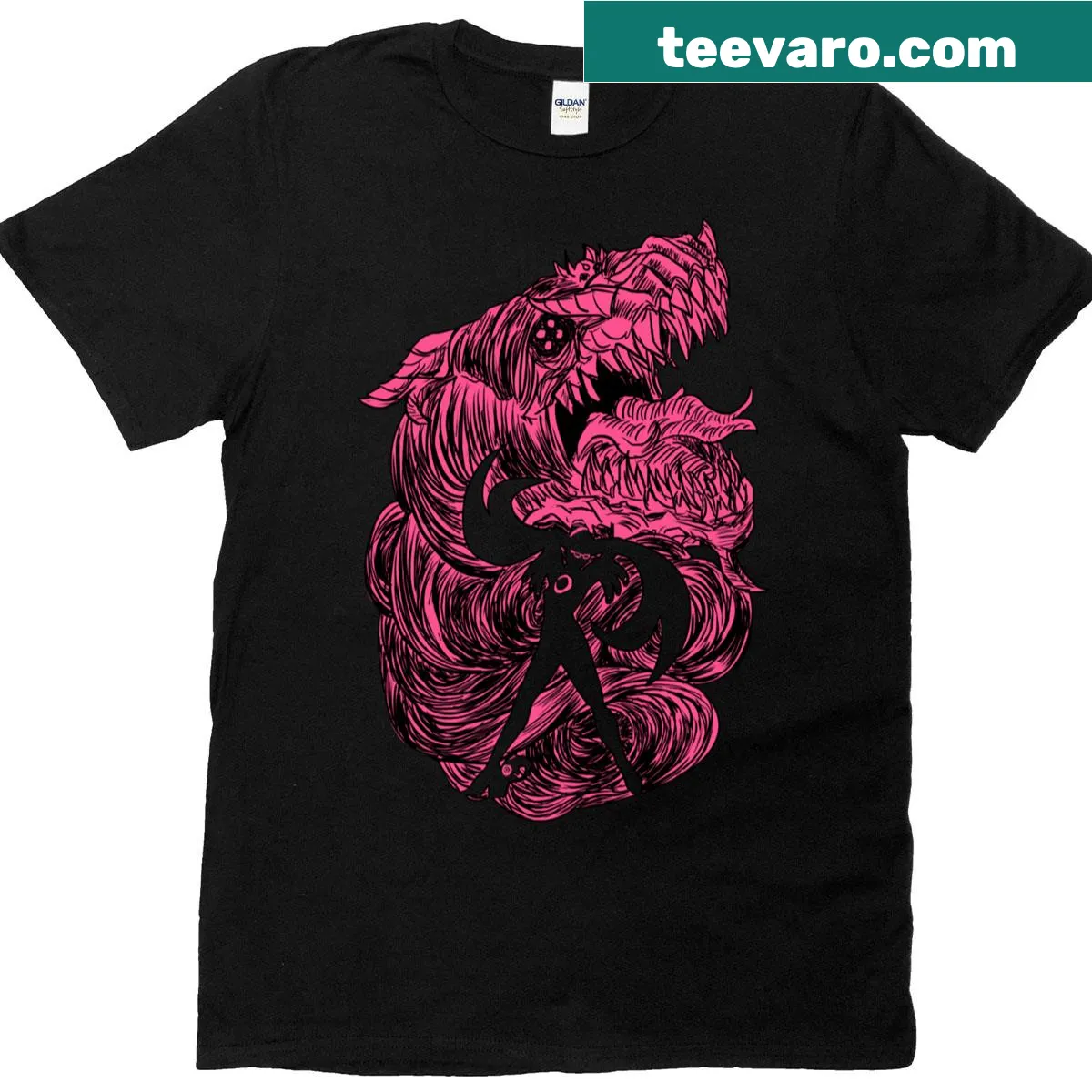 Bayonetta-themed T-shirt featuring Gomorrah summon design — on a men's t-shirt