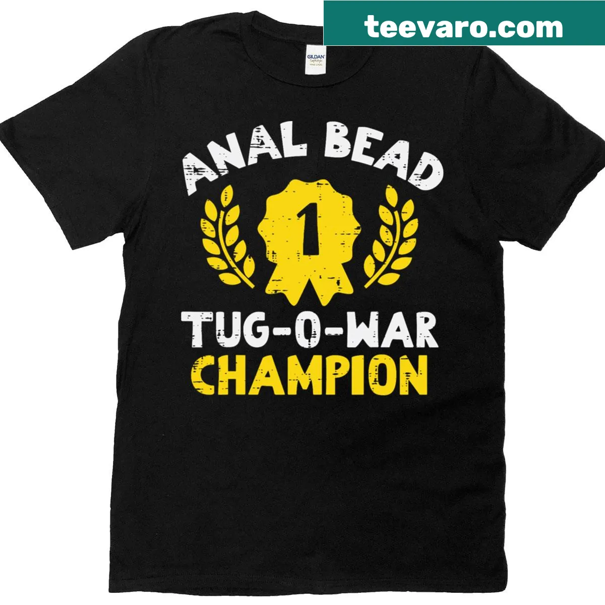 Funny Tug O War Champion T-shirt with humorous saying — on a men's t-shirt