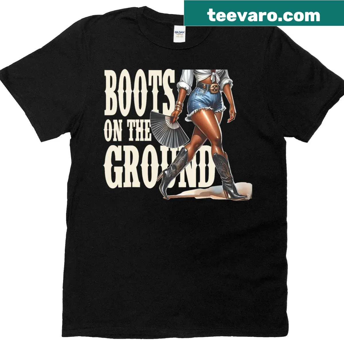 Illustration of a Black cowgirl celebrating melanin on t-shirt. — on a men's t-shirt