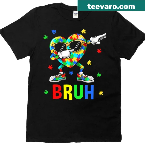 Dabbing character T-shirt for autism awareness with playful graphic.