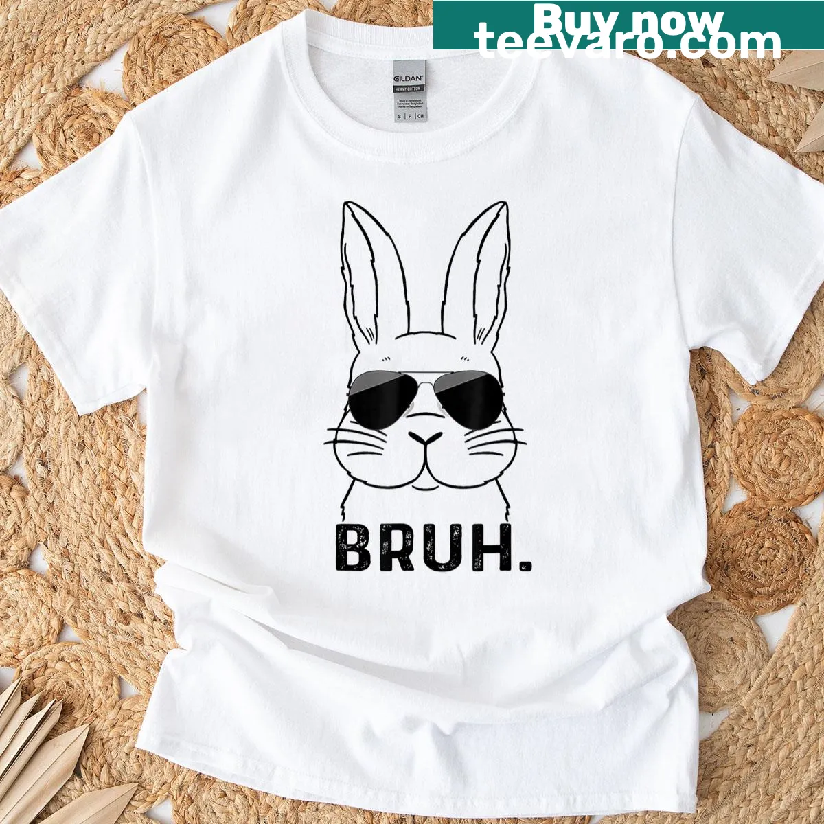 Funny Bruh meme T-shirt with playful text for teens on Easter — on a men's t-shirt