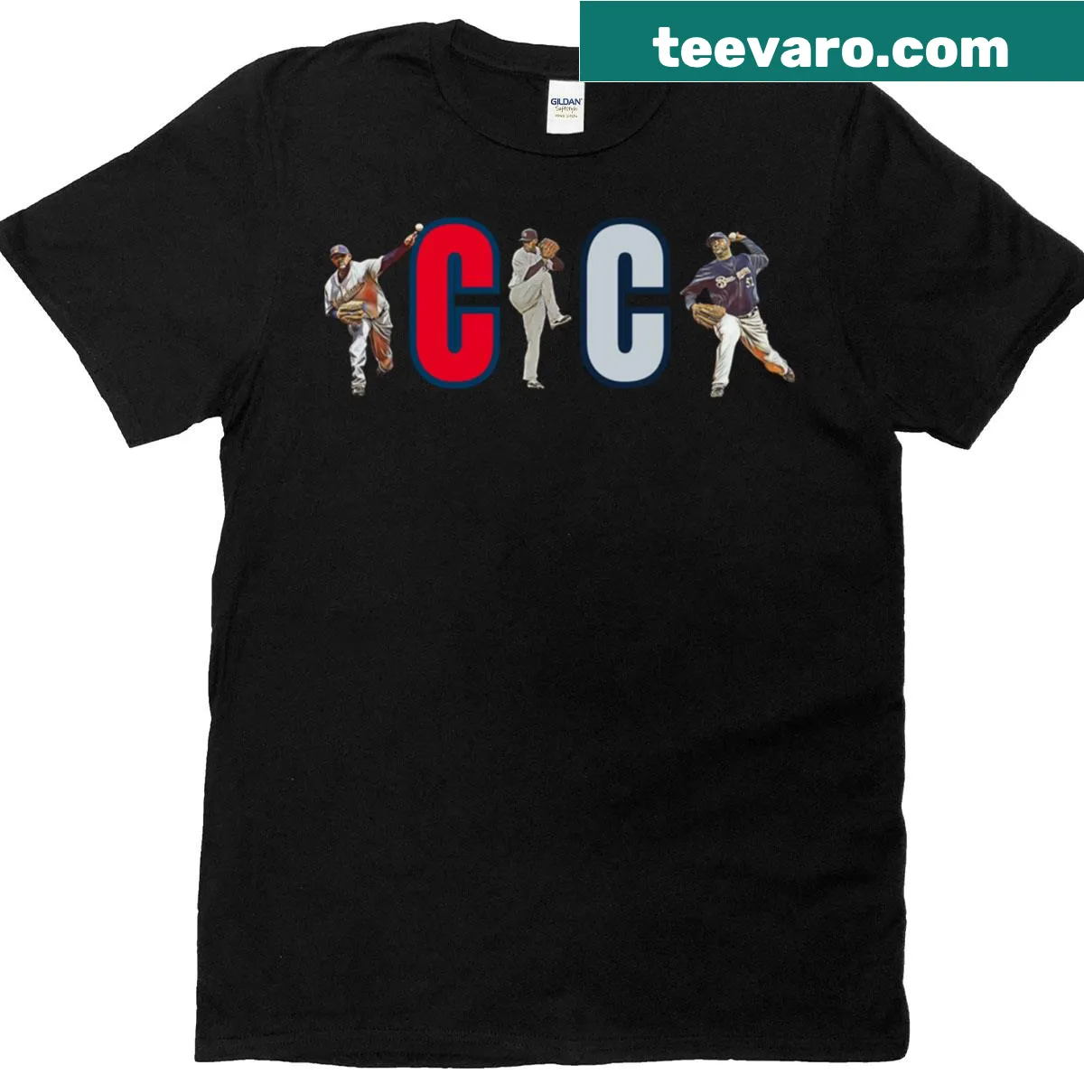 Baseball t-shirt with CC Sabathia graphic — on a men's t-shirt