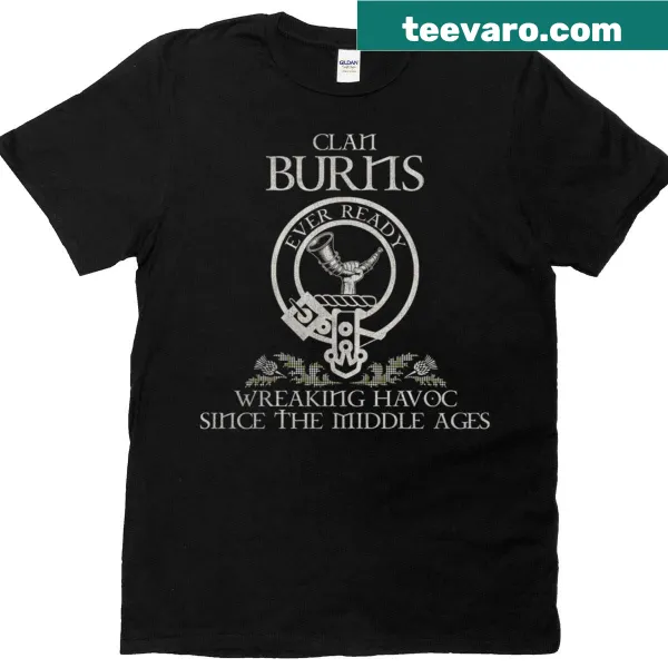 Vintage T-shirt with Clan Burns crest and tartan design