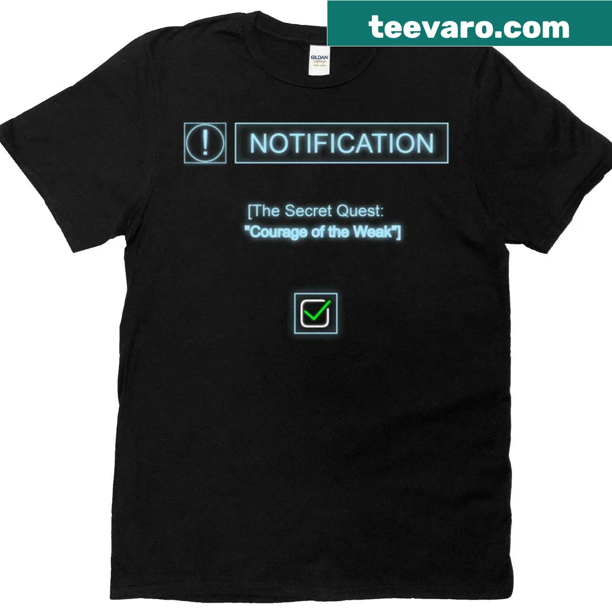 T-shirt featuring the phrase 'Courage Of The Weak' in typography — on a men's t-shirt
