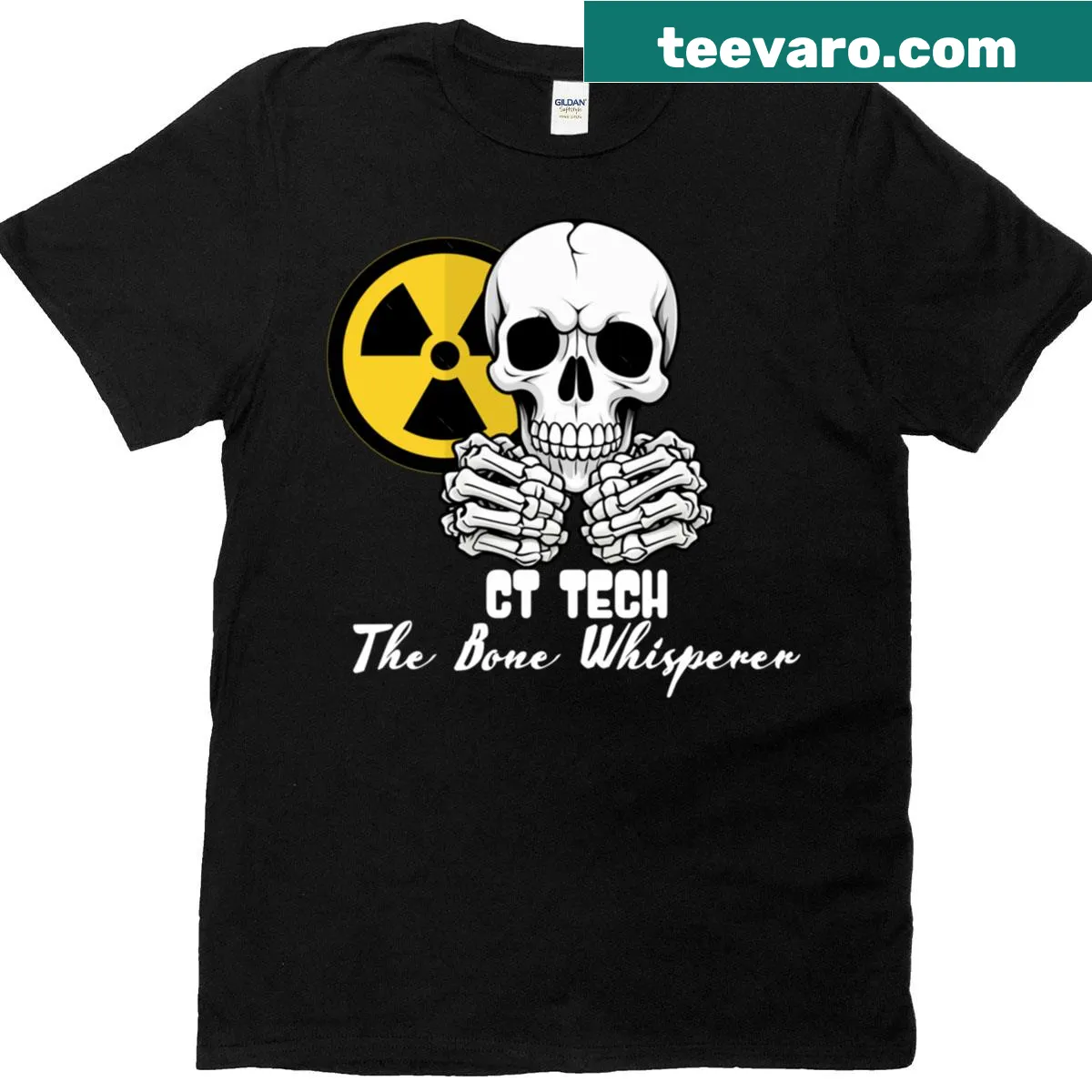 Illustration of a humorous bone whisperer character on a classic T-shirt. — on a men's t-shirt