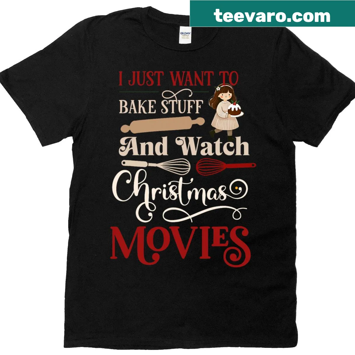 Humorous T-shirt for baking and Christmas movie lovers — on a men's t-shirt