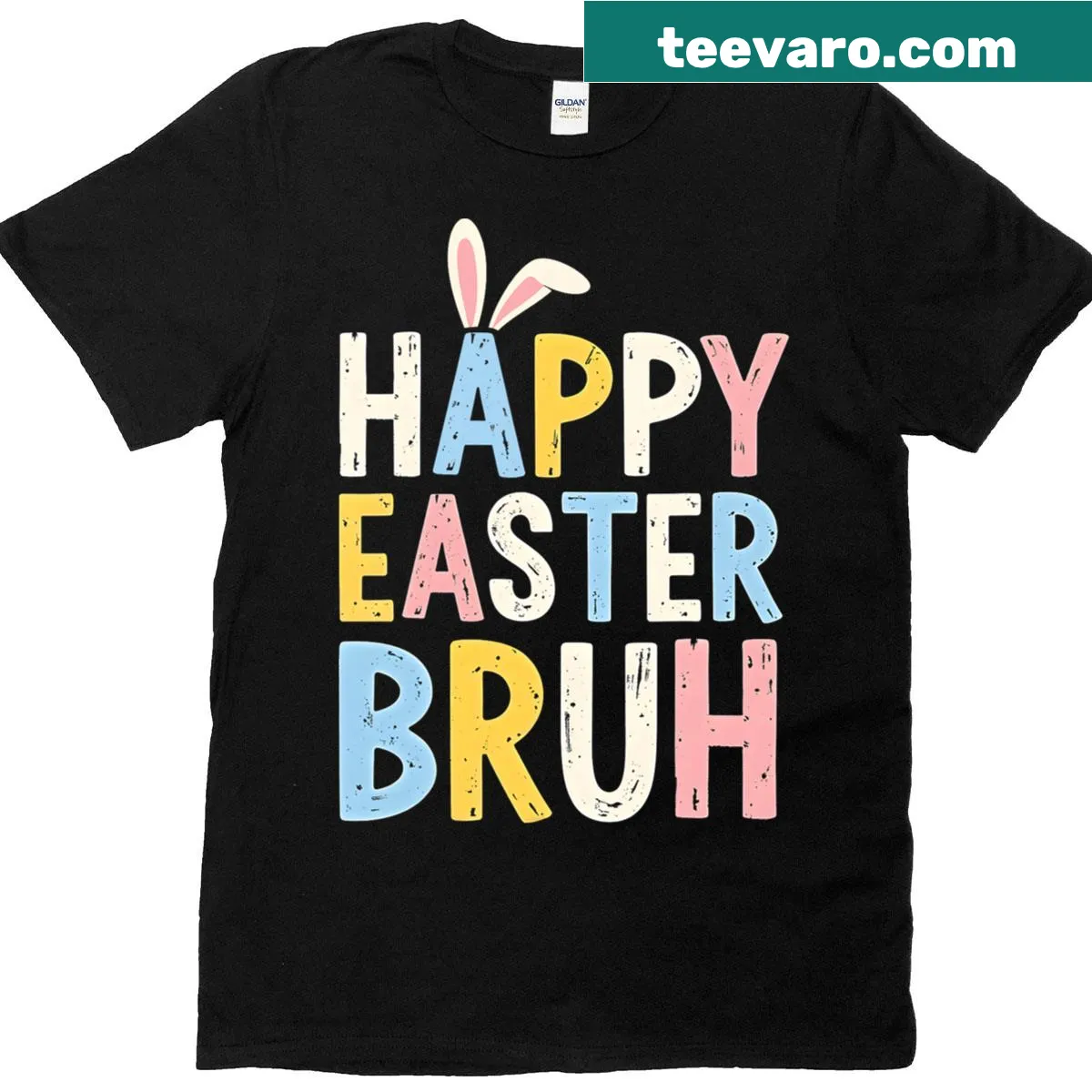 Funny Easter meme T-shirt with cartoon bunny and eggs for teens — on a men's t-shirt