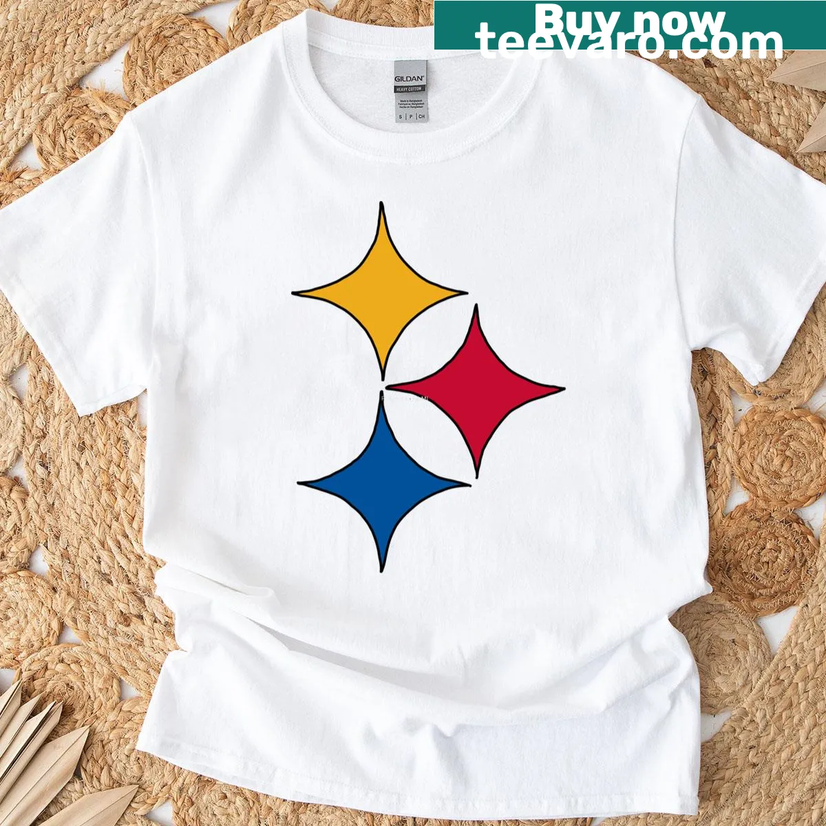 Pittsburgh sports t-shirt with hypocycloid design — on a men's t-shirt