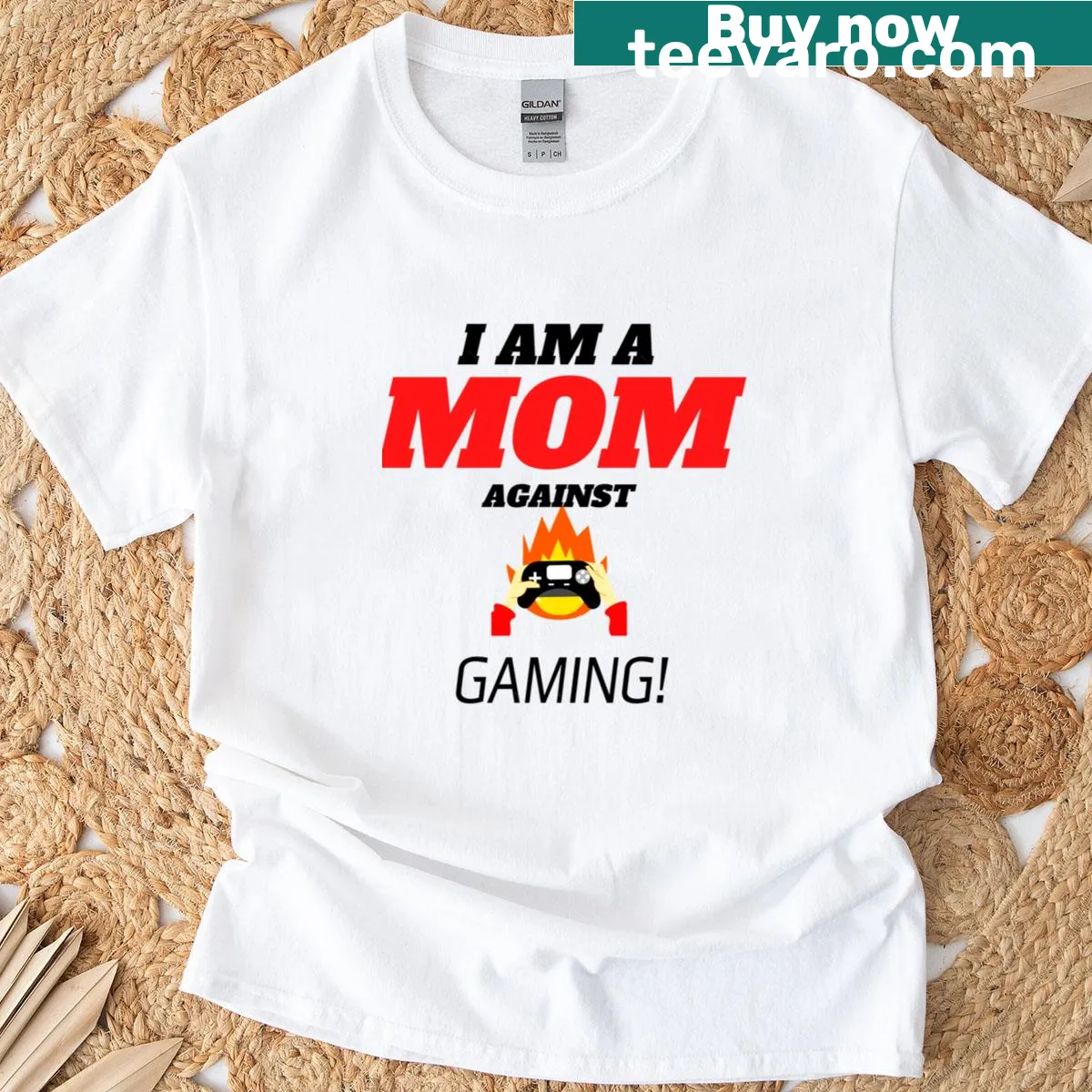 Sarcastic t-shirt saying 'I Am A Mon Against Gaming' — on a men's t-shirt