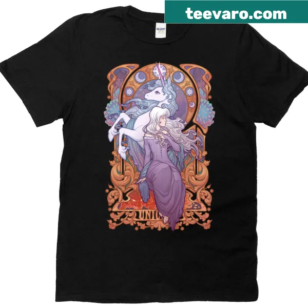 Illustrative T-shirt featuring Lady Amalthea from The Last Unicorn.