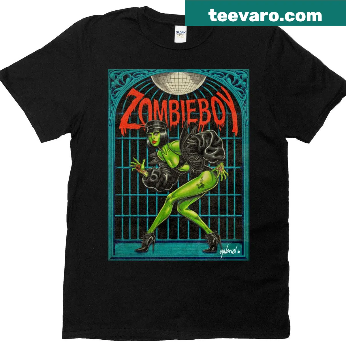 Graphic design featuring Lady Gaga and Zombieboy — on a men's t-shirt