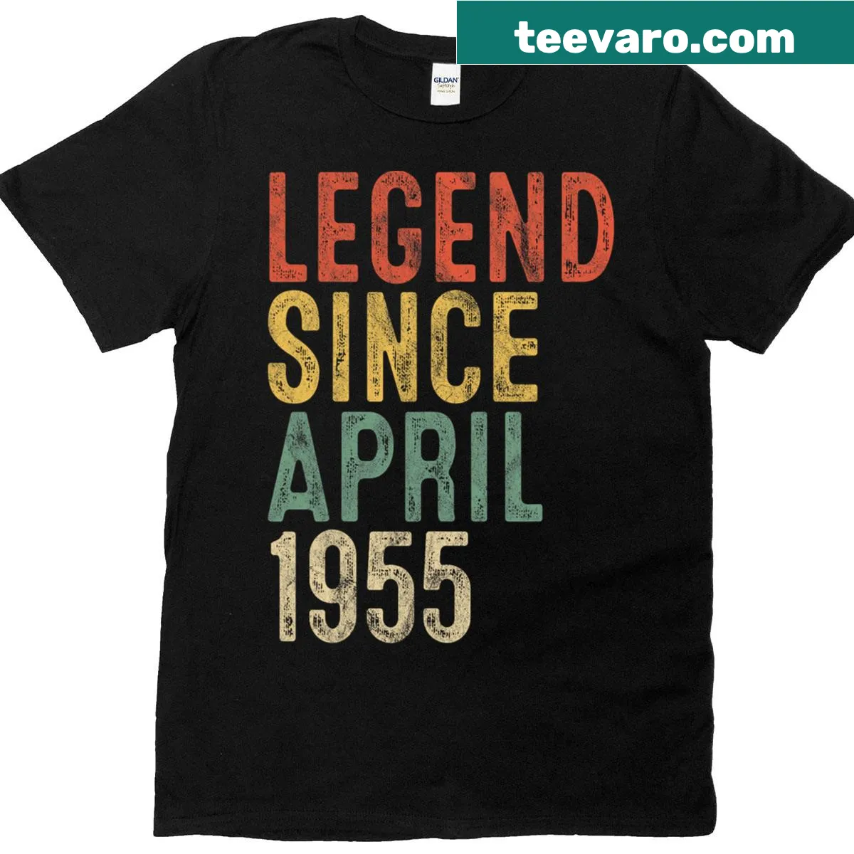Vintage-style T-shirt celebrating a 70th birthday with the year 1955. — on a men's t-shirt