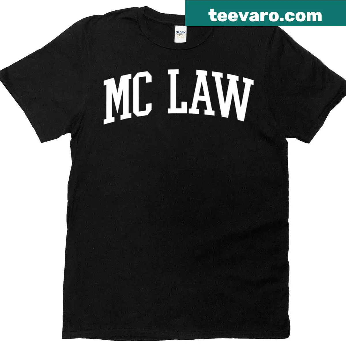 Vintage-style college athletic T-shirt featuring Mc Law Arch design — on a men's t-shirt