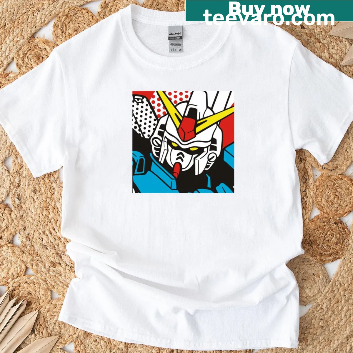 Mecha Gundam graphic t-shirt for anime fans — on a men's t-shirt