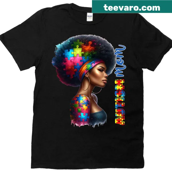 T-shirt with Afro design and autism awareness message