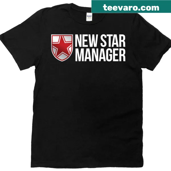 Professional t-shirt with 'News Star Manager' typography