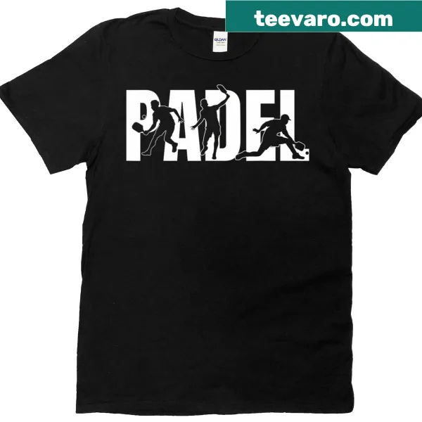Silhouette T-shirt of a padel tennis player in action